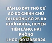 Bán lô đất thổ cư - sổ đỏ chính chủ tại đường số 25 - xã tiên lãng - tp.hải phòng
