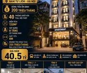 Bán tòa apartment hàm nghi - nam từ liêm - 40 phòng - dt 200 tr/th - 120m2 - 8 tầng - mt 8m - 40.5