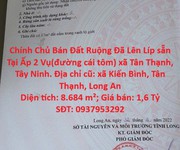 Chính chủ bán đất ruộng đã lên líp sẵn tại ấp 2 vụ đường cái tôm  xã tân thạnh, tây ninh