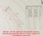 Đất đẹp   giá tốt- chính chủ cần bán đất tại đá bàn, bắc ninh hòa, khánh hòa