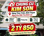 Bán cc kim sơn 1, bình lợi ,đặng thùy trâm 45m2 có thang máy sổ riêng 2.85tỷ
