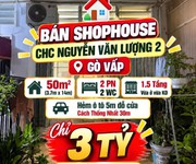 Bán shophouse trệt 50m2 ,2pn nguyễn văn lượng 2, gò vấp hẻm ô tô 3tỷ