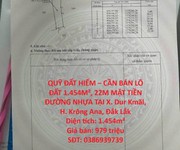 Quỹ đất hiếm   cần bán lô đất 1.454m , 22m mặt tiền đường nhựa tại x. dur kmăl, h. krông ana, đắk