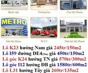 Bán Lô K24 góc 2 mặt tiền,Khu K,Mỹ Phước 3 giá 570tr300m2 đường thông tới cổng Trường cấp I đang ho