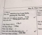 Nhà cấp 4 sổ hồng riêng Lạc Long Quân, P9, Q.Tân Bình 120m2