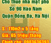 Cần cho thuê nhà 5 tầng, số 96 mặt phố Hào Nam, Quận Đống Đa, Hà Nội