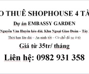 Cho thuê Shophouse 4 tầng hoàn thiện thô, đường Ngô Minh Dương   khu đô thị Ngoại Giao Đoàn.