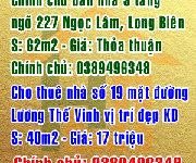 Cho thuê nhà số 19 mặt đường Lương Thế Vinh, Nam Từ Liêm