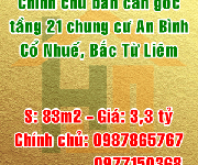 Chính chủ bán căn góc tầng 21 chung cư An Bình, Cổ Nhuế, Quận Bắc Từ Liêm