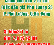 Chính chủ bán 2 lô đất đấu giá Phú Lương 2, quận Hà Đông