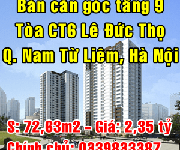 5 Chính chủ bán căn góc tầng 9 tòa CT6 Lê Đức Thọ, Quận Nam Từ Liêm, Hà Nội