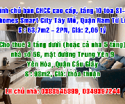 Cho thuê 3 tầng dưới  hoặc cả nhà 5 tầng  số 56 mặt đường Trung Yên 9, Yên Hòa, Cầu Giấy