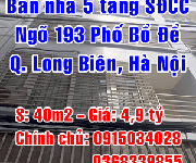 3 Chính chủ bán nhà ngõ 193 Phố Bồ Đề, Quận Long Biên, Hà Nội
