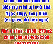 8 Chính chủ cho thuê nhà biệt thự mini ngõ 293 Ngọc Thụy, Long Biên