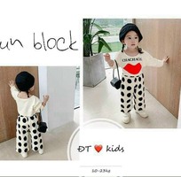 Set bộ cotton tàu quần chấm bi cho bé gái đẹp độc lạ