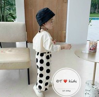 1 Set bộ cotton tàu quần chấm bi cho bé gái đẹp độc lạ