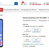 1 Điện thoại Samsung A23 5G  4GB   128GB  đen BH 12T