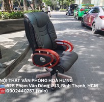 2 Ghế Giám Đốc Màu Da Đen Chân Gỗ Cao Cấp