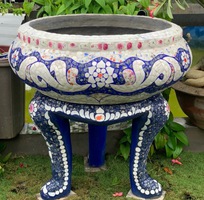 1 Chậu hoa - chậu khảm sành - dán miểng 0933181317 hàng thủ công mỹ nghệ thủ đức tphcm