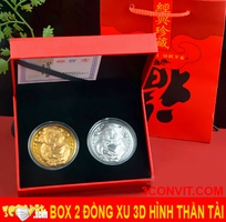 Box 2 đồng xu thần tài vàng -  bạc mừng năm mới 2023
