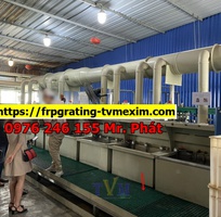 12 Sàn lót đi lại bảo trì cách điện, tấm sàn ô lưới frp grating, nắp sàn kín dập gân frp