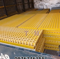 6 Sàn lót đi lại bảo trì cách điện, tấm sàn ô lưới frp grating, nắp sàn kín dập gân frp