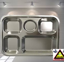 2 Khay ăn cơm inox có nắp đậy