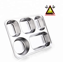 1 Khay ăn cơm inox có nắp 5 ngăn