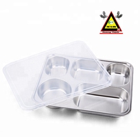 2 Khay ăn cơm inox có nắp 5 ngăn