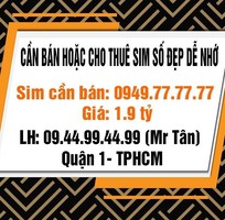 Cần bán hoặc cho thuê Sim số đẹp dễ nhớ, dùng liên hệ cá nhân, hoặc làm hotline