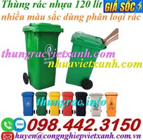 Thùng rác 120 lít nắp kín nhựa HDPE 2 bánh xe - nhiều màu sắc