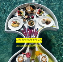 11 Khay nổi đựng đồ ăn bể bơi cho khách sạn resort bằng mây