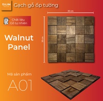 2 Miếng dán tường dạng gạch mosaic chất liệu gỗ tự nhiên