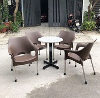 1 Bàn ghế cafe nhựa chân inox 304