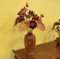 Bình hoa sen gỗ hương 19 bông   BHS219