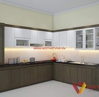 Thiết Kế Tủ Bếp Chữ L Gỗ MDF Phủ Melamine Vân Gỗ Đẹp Giá Rẻ