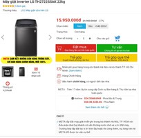 1 Thanh lý máy giặt LG -22 kg giá 12 triệu