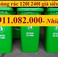 Chuyên phân phối thùng rác nhựa giá rẻ miền tây- thùng rác 120l 240l 660l màu xanh, cam, vàng- lh 0