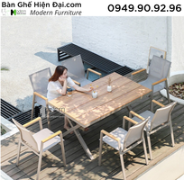 Bộ bàn 6 ghế vải lưới sân thượng rooftop chịu được mưa nắng nhập khẩu HCM TE2035-140A CC2027A