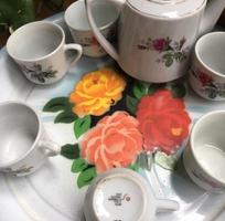 2 Bộ ấm chén sứ Hải dương hoa hồng huyền thoại loại chén 2 hoa 2 bên, trên thị trường thường bán của T