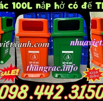 Thùng đựng rác 100 lít nắp hở phía trước - có đế TR100H-Đ