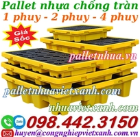 1 Pallet nhựa chống tràn dầu 1 phuy - 2 phuy và 4 phuy