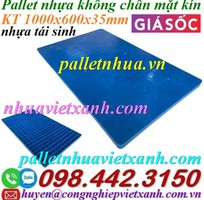 Pallet nhựa lót sàn không chân 1000x600x35mm - mặt kín - nhựa tái sinh