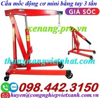 1 Cẩu mốc động cơ bằng tay 3 tấn - cẩu thủy lực mini bằng tay 3 tấn