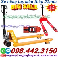 1 Xe nâng tay siêu thấp 51mm - tải 2 tấn càng rộng KT 685x1220mm