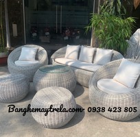 3 Bàn ghế sò nhựa giả mây- Sofa sò mây nhựa