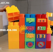 1 Bộ lego 78 chi tiết lớn, bàn chơi lego trẻ em bằng gỗ