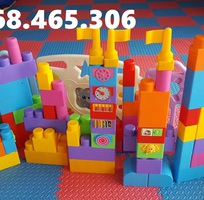 2 Bộ lego 78 chi tiết lớn, bàn chơi lego trẻ em bằng gỗ