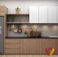 Mẫu Tủ Bếp Chữ I Gỗ MDF Phủ Melamine Vân Gỗ Đẹp