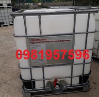 Bồn nhựa 1000 lít, tank nhựa IBC 1000l, Bồn nhựa khung sắt cũ mới